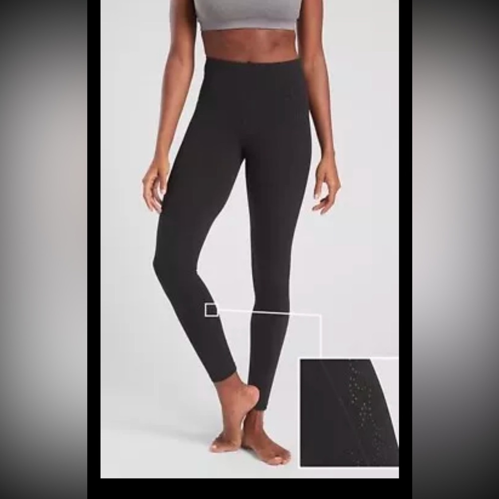 Athleta Revelation Laser Cut 7/8 Tight In Powervita Women's Size Small Black